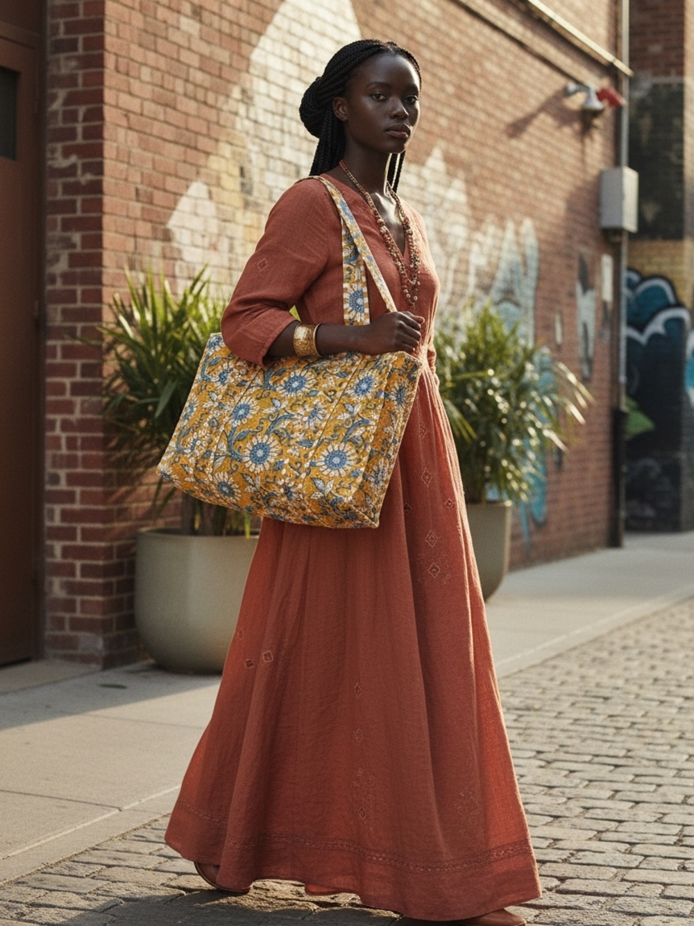 Sunflower Scroll Quilted Tote Bag - Yellow Floral